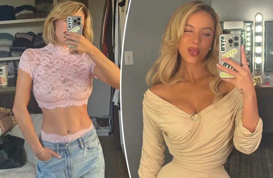 Sydney Sweeney's Chic Peekaboo Underwear Complements Her Sheer Lace Crop Top
