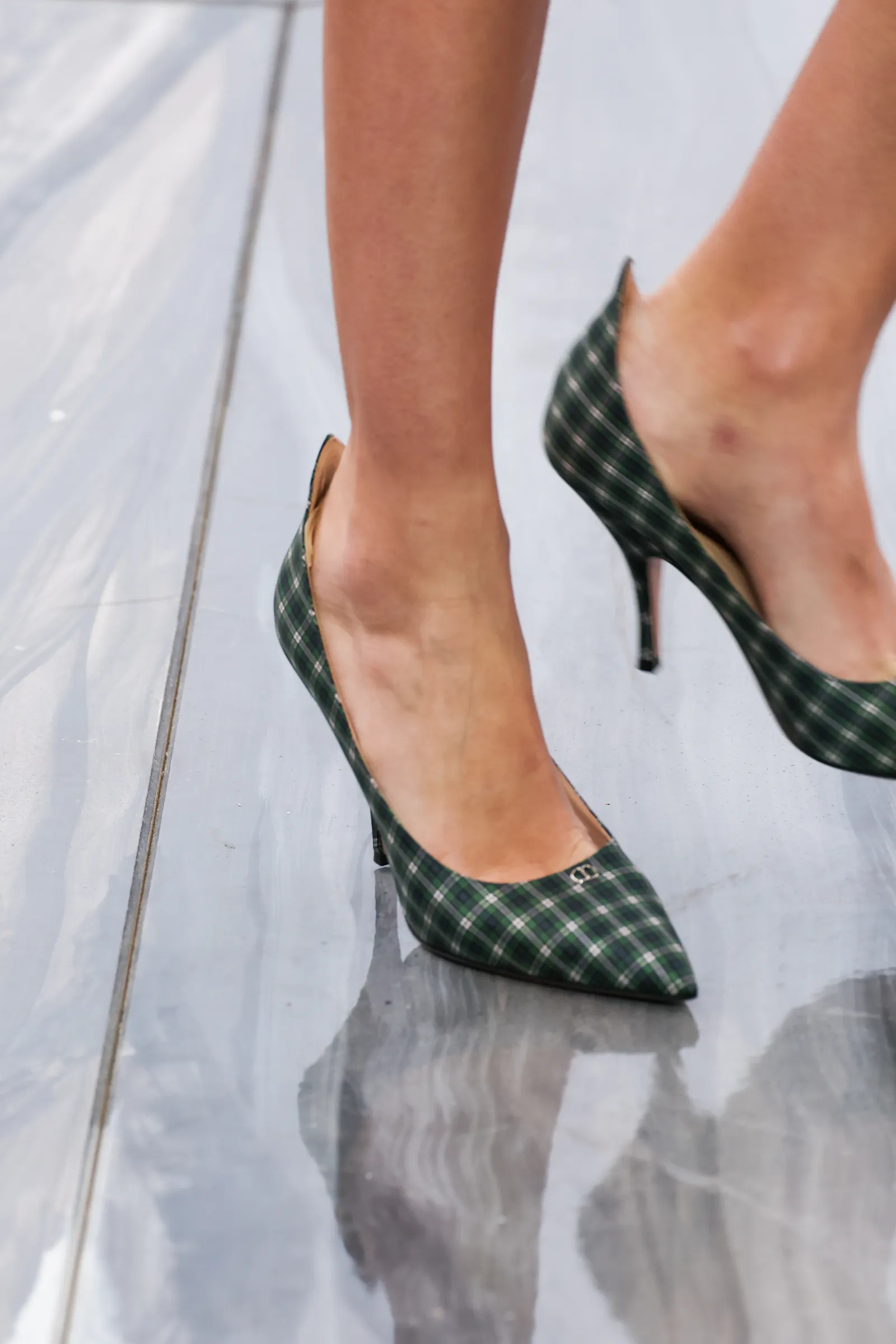 PARIS FRANCE OCTOBER 01 A model shoe detail walks the runway during the Christian Dior Womenswear Spring/Summer 2026...