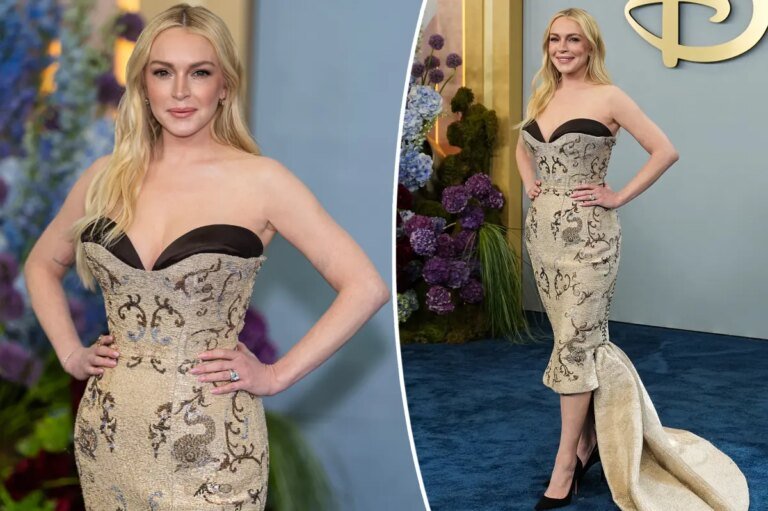 Lindsay Lohan is Back with Disney in a Stunning Lace-Up Outfit