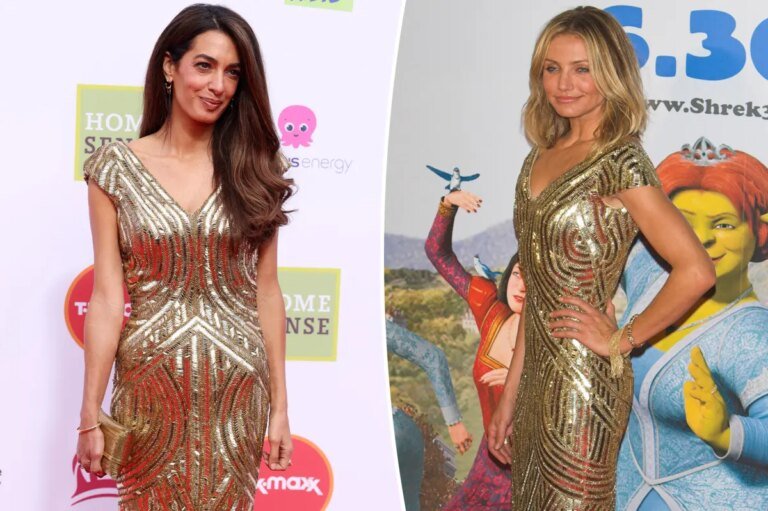 Amal Clooney Shines in Timeless Alexander McQueen Gown Worn by Cameron Diaz Two Decades Ago