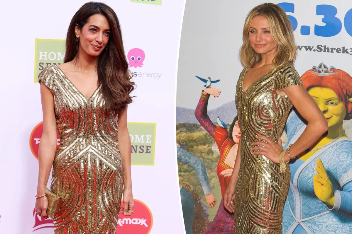 Amal Clooney Shines in Timeless Alexander McQueen Gown Worn by Cameron Diaz Two Decades Ago
