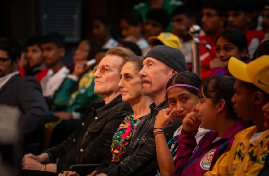 Bono and The Edge Support Claudia Sheinbaum at Street Child World Cup Event: A Celebration of Leadership