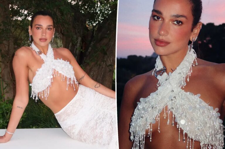 Dua Lipa Stuns in a White Bra Top and $300K in Diamonds Before Her Wedding