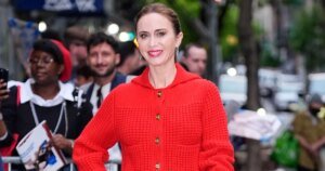 How to Style Emily Blunt's Red Cardigan for a Fresh Spring Look