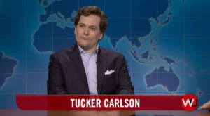 Jeremy Culhane's Take on Tucker Carlson and the Met Gala Shines in SNL’s Weekend Update with Mikey Day and Marcello Hernández as Kamikaze Dolphins