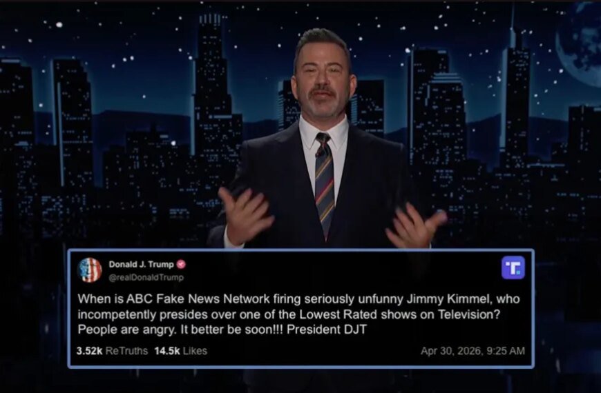 Jimmy Kimmel Responds to President's Call for His Firing: "Trump is Juggling Wars with Iranians, Ukrainians, and Comedians"