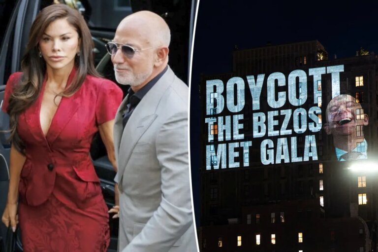 Lauren Sánchez and Jeff Bezos Attend Anna Wintour's Pre-Party Amid Met Gala Protests
