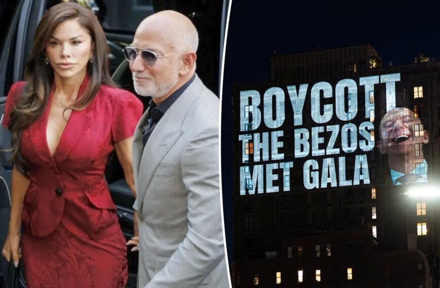 Lauren Sánchez and Jeff Bezos Attend Anna Wintour's Pre-Party Amid Met Gala Protests