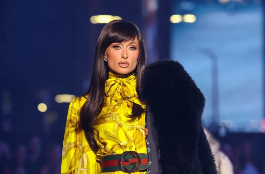 Paris Hilton Surprises Fans with Dark Bangs on the Gucci Runway
