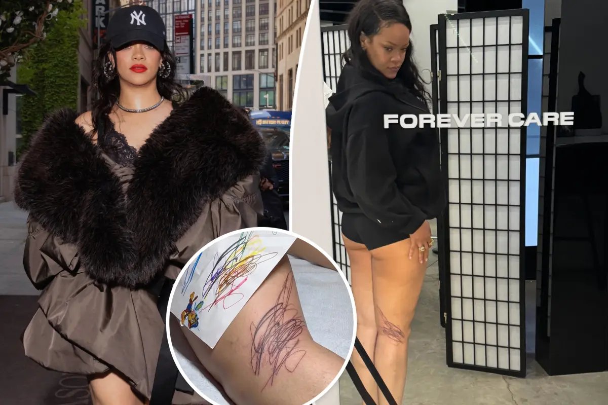 Rihanna Shows Off Special Tattoo Created by Her Kids After the Met Gala