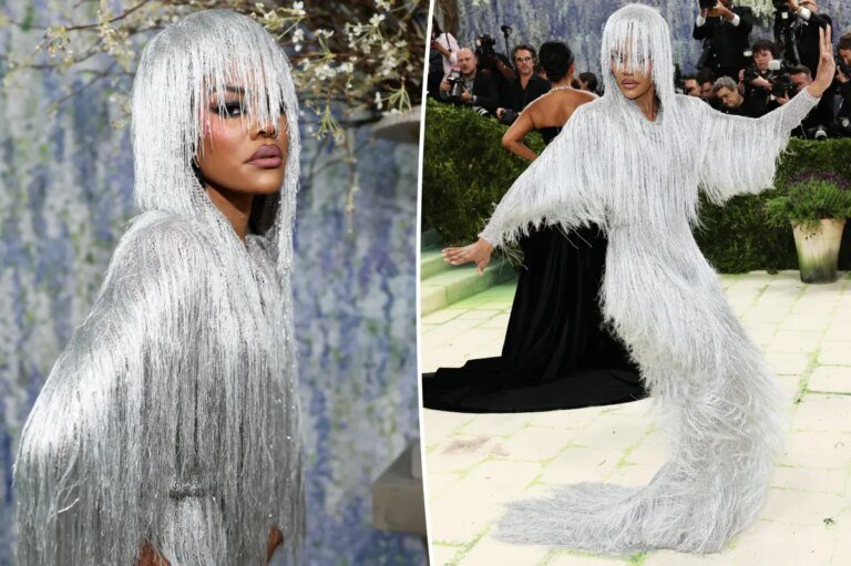 Teyana Taylor Dazzles in Silver Fringe at the 2026 Met Gala Red Carpet