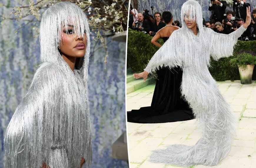 Teyana Taylor Dazzles in Silver Fringe at the 2026 Met Gala Red Carpet