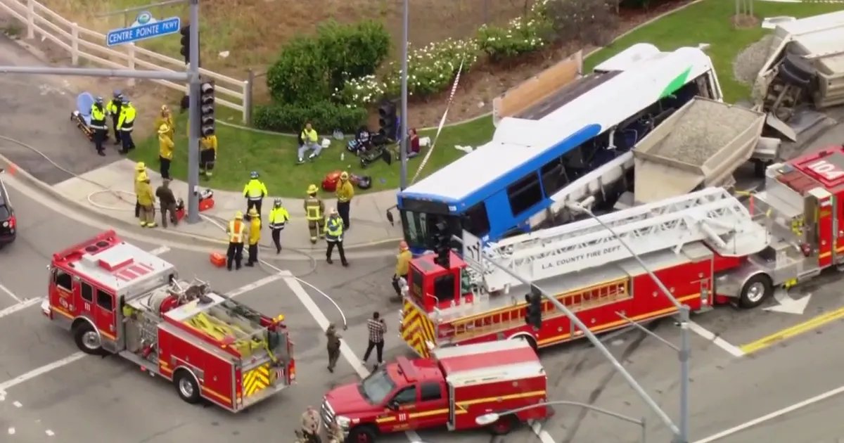 Thirteen People Hurt in Santa Clarita Collision Between Bus and Gravel Truck